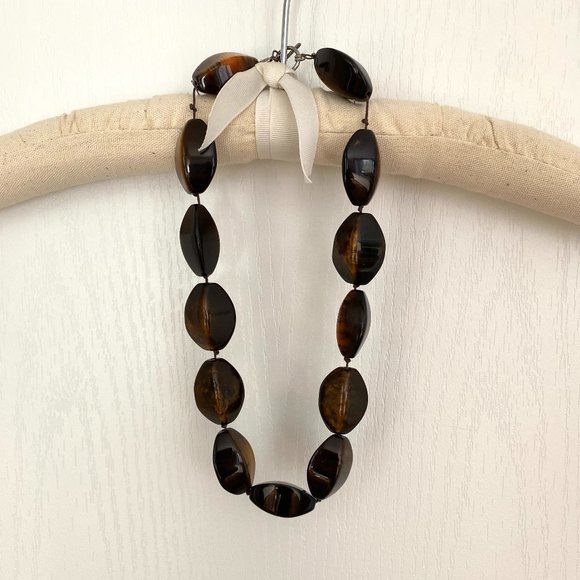 Banana Republic Chunky Dark Brown Beaded Statement Necklace - Picture 1 of 14